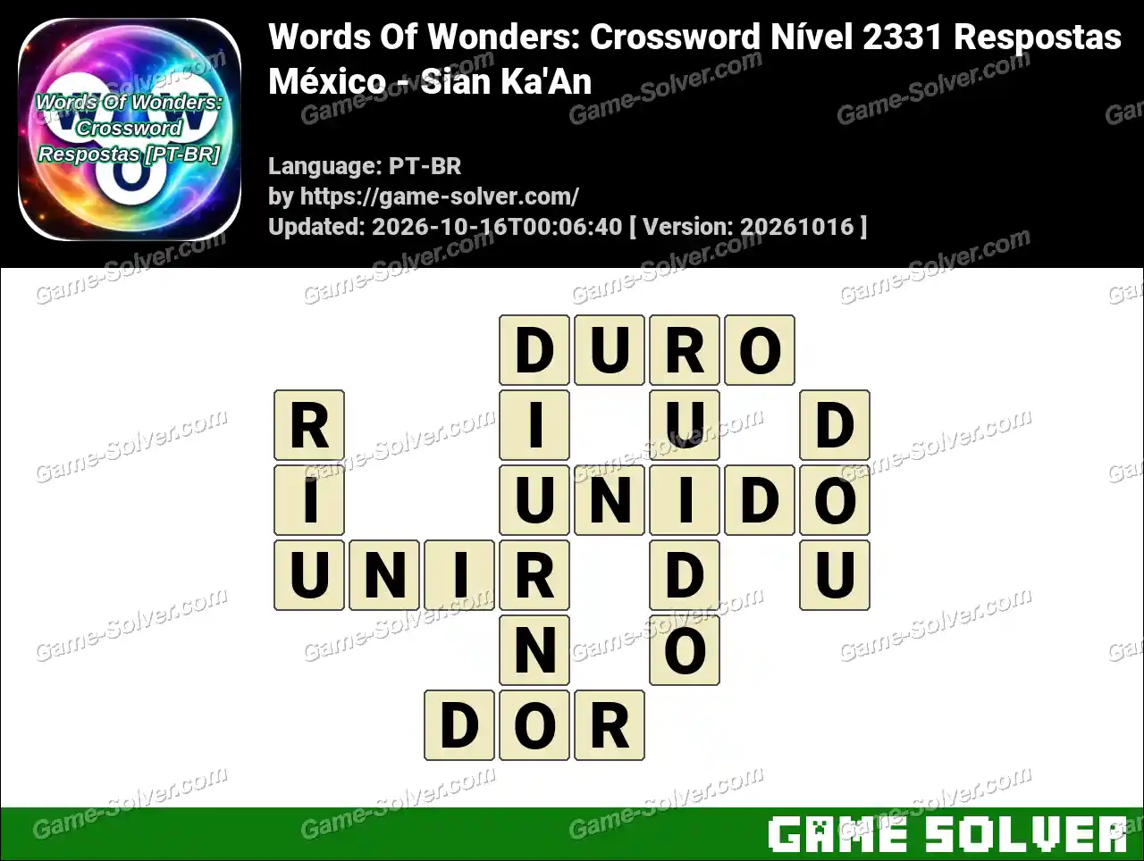 Words Of Wonders: Crossword Nível 2331 Respostas – México – Sian Ka’An